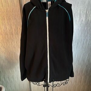 Liz Claiborne Black Hoodie with White and Blue Accents
